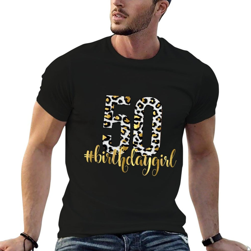 50th Birthday Girl Outfit Glam Leopard Animal Print  Relaxed-fit T-Shirt