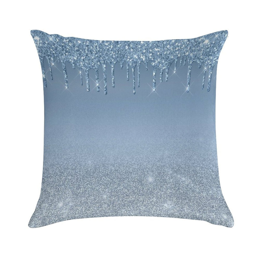 Paint It Blue Glitter Soft Fade-Resistant Throw Pillow