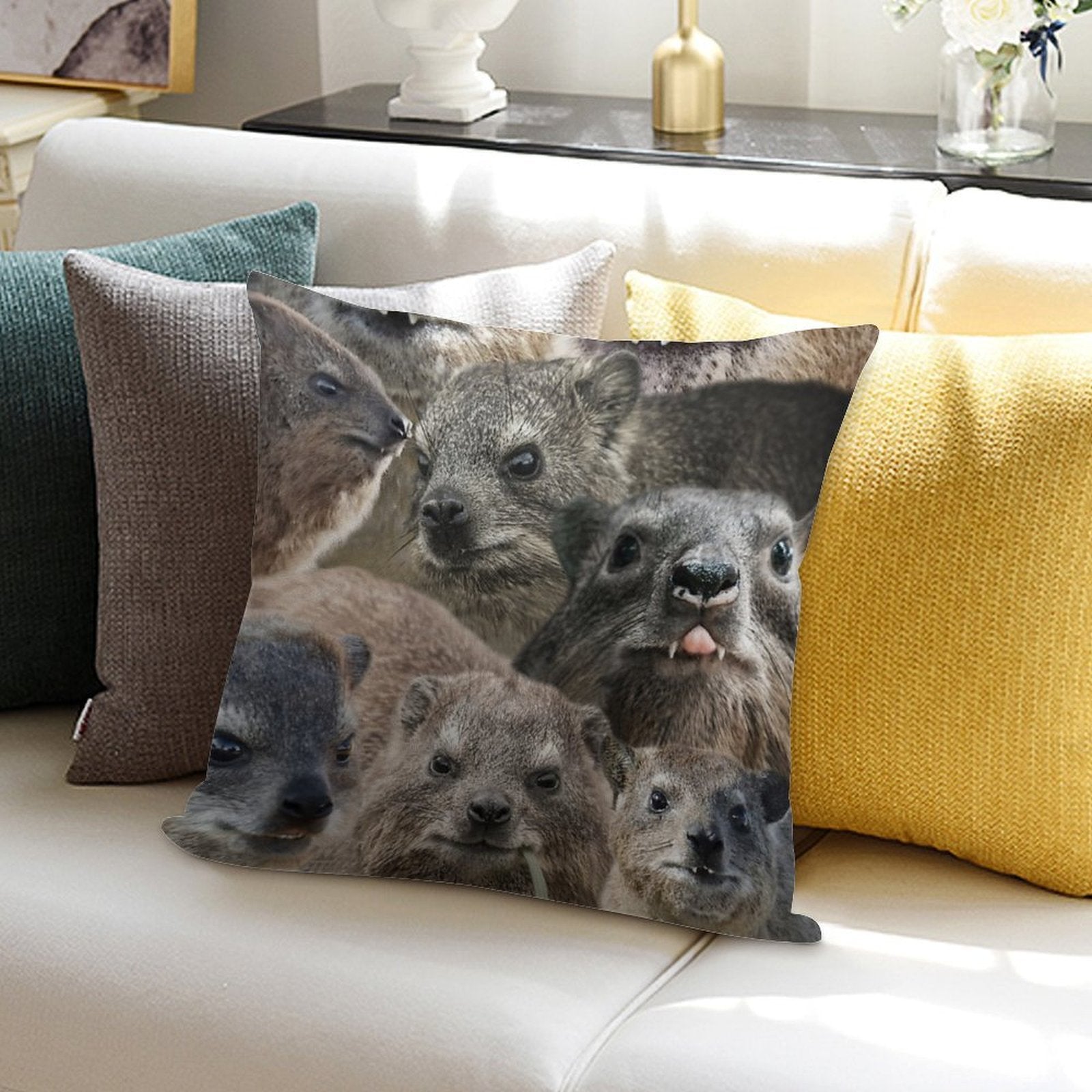 A LOT of Rock Hyrax Here Soft Luxury Feel Throw Pillow