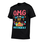 1 Year Old Birthday Party Gift Omg Happy 1st Birthday  Trendy Pattern T-Shirt