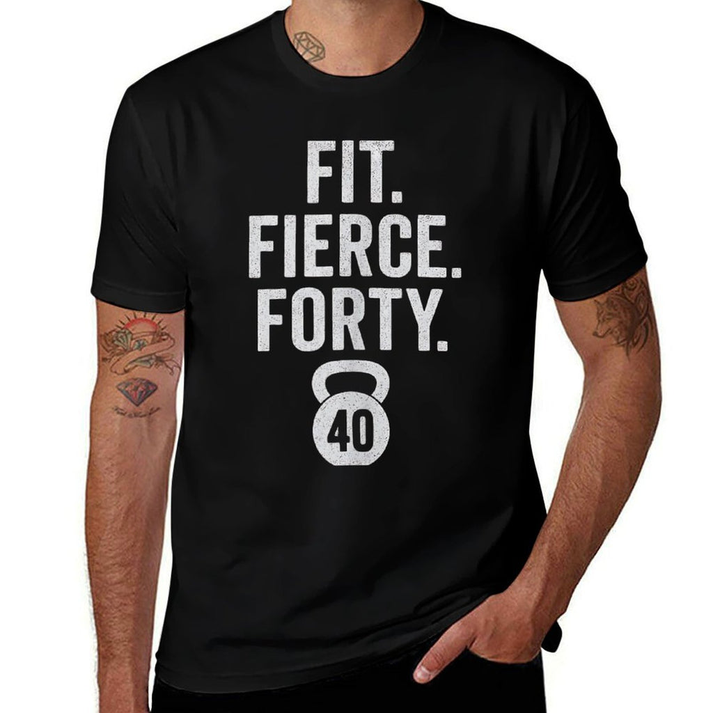 Fit Fierce Forty 40th Birthday Gym Gift for Men  Odor-resistant T-Shirt