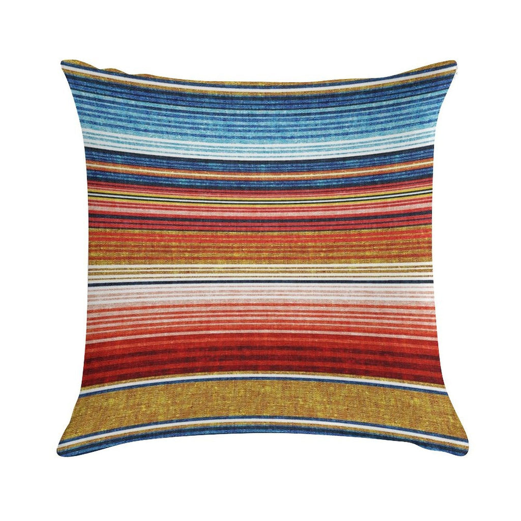 Serape Stripe - Orange And Blue Soft Home Decor Throw Pillow