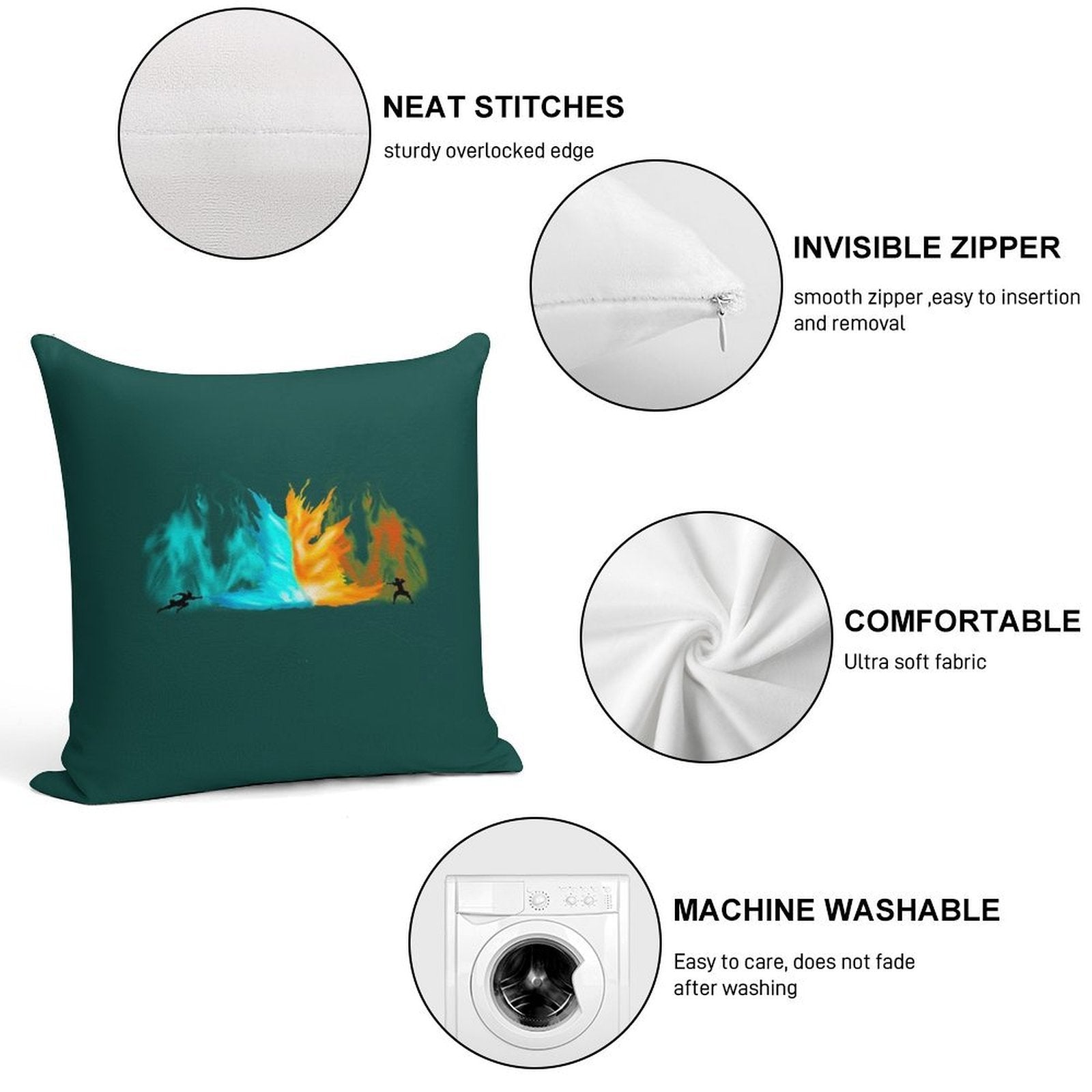 Avatar - Agni Kai Soft Hidden Zipper Throw Pillow