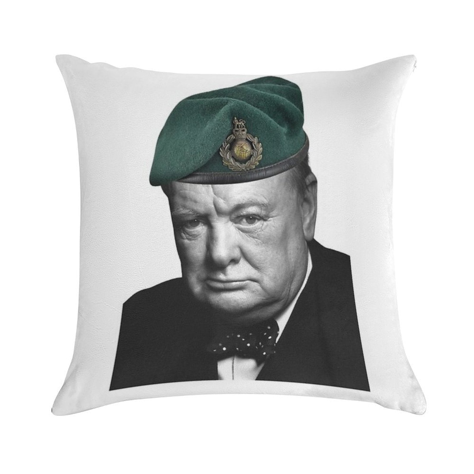 Winston Churchill WithGreen Lid Soft Washable Throw Pillow