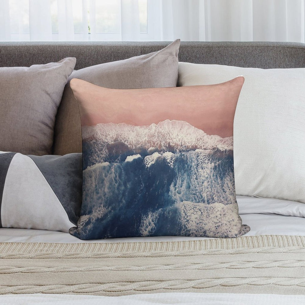Pink Sand Beach Soft Decorative Cover Throw Pillow