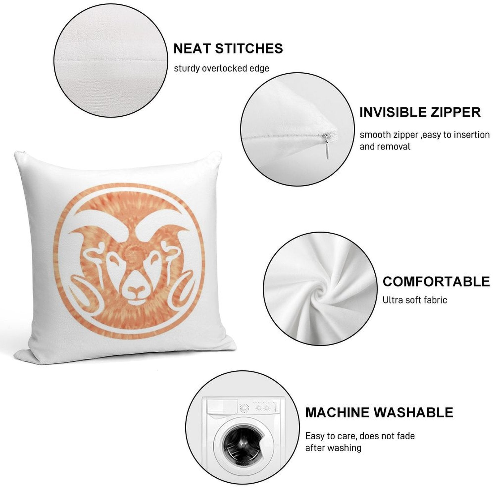 Orange Tie Dye CSU Soft Bedroom Essential Throw Pillow