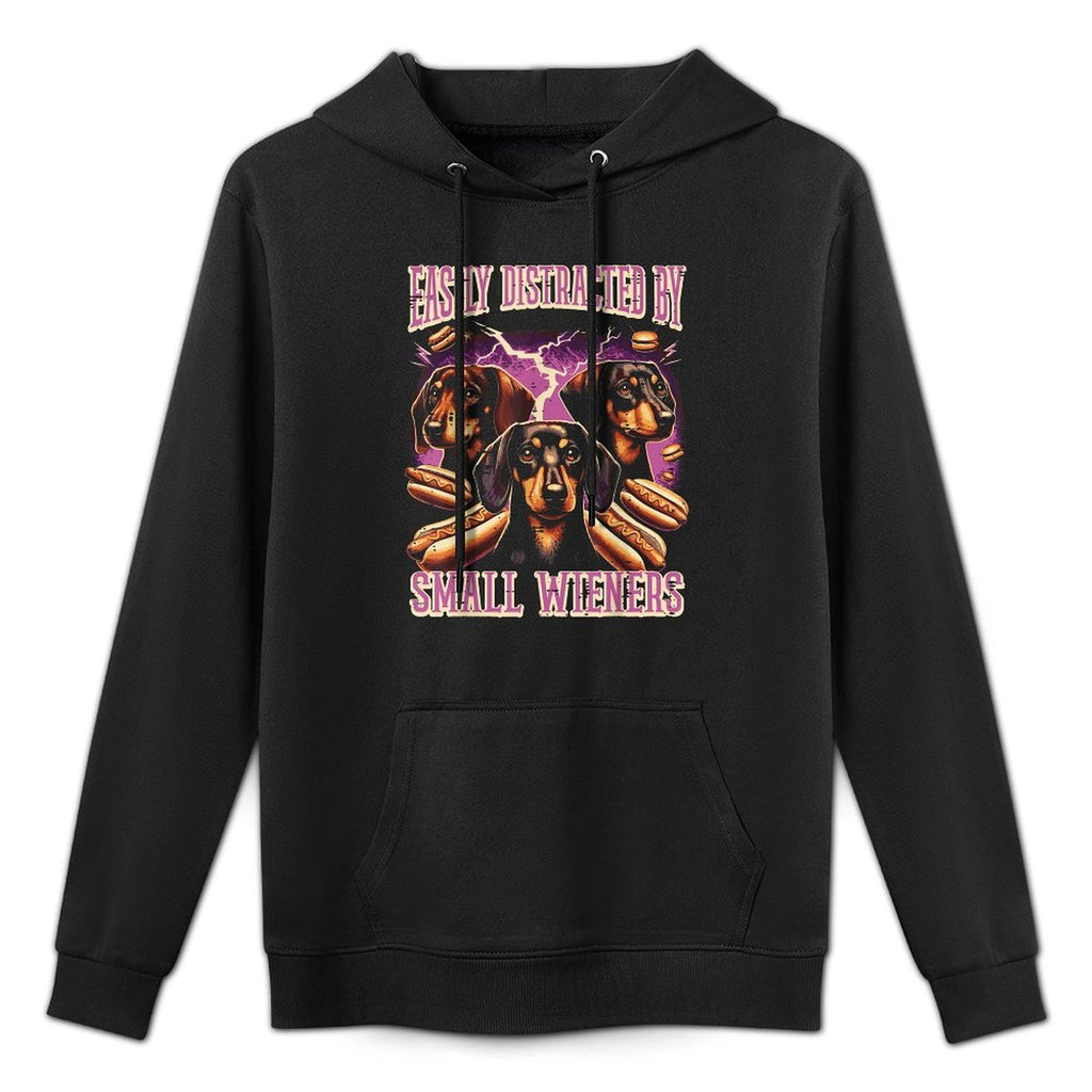 Inappropriate Easily Distracted by Small Dachshund Funny Shrink-Resistant Hoodie