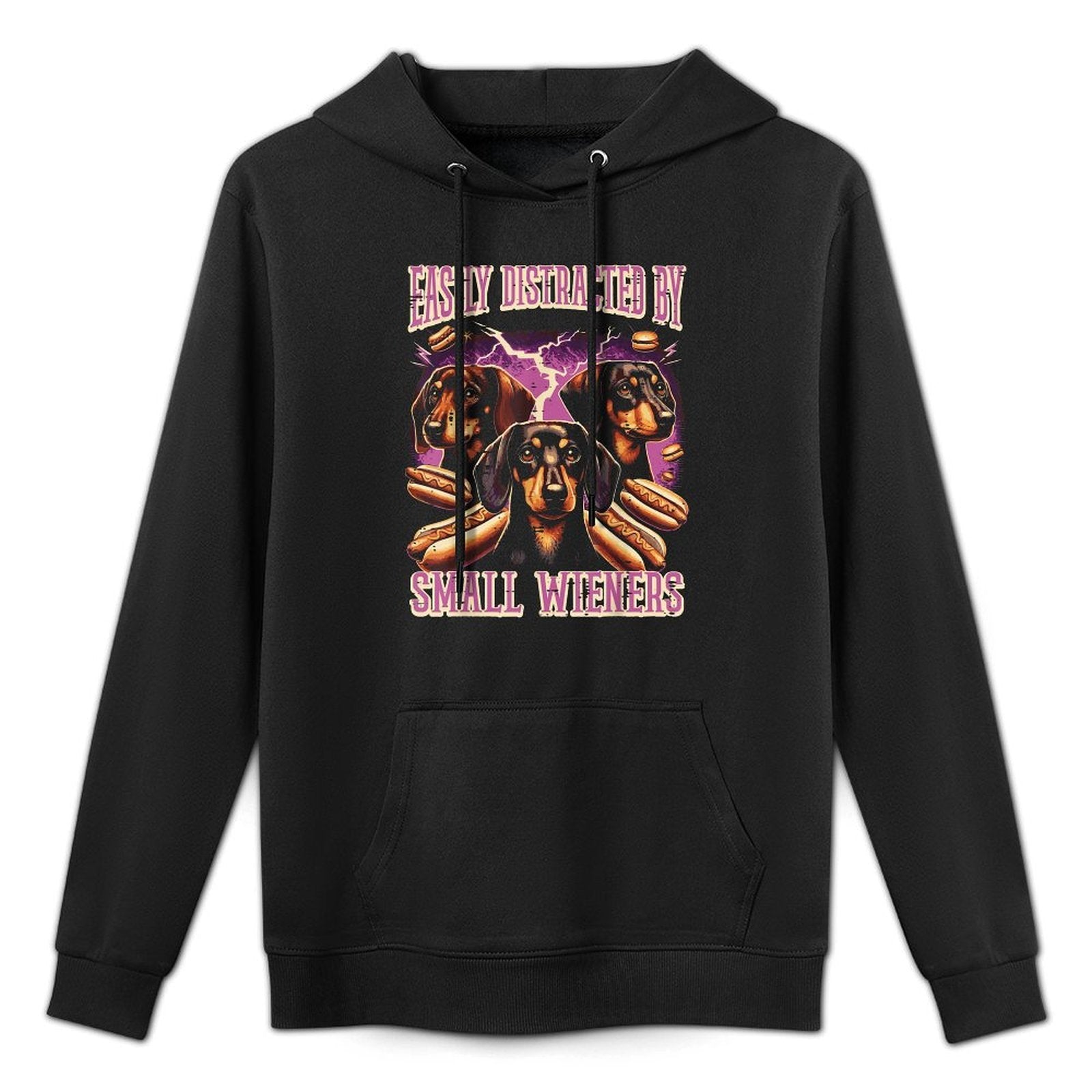 Inappropriate Easily Distracted by Small Dachshund Funny Shrink-Resistant Hoodie