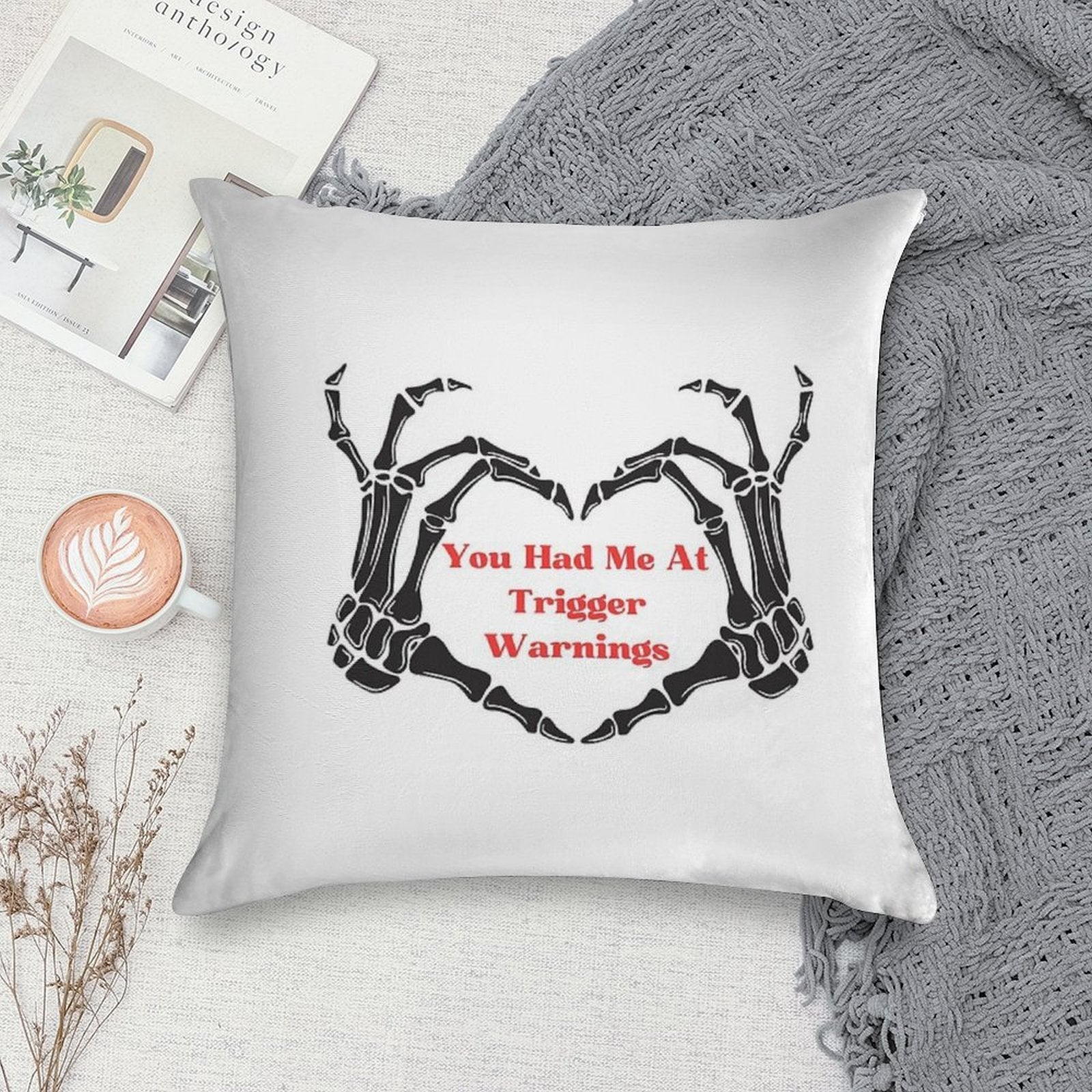 You Had Me At Trigger Warnings, Bookish Sticker, Waterproof Sticker, Book Club Vinyl Soft Shrink-Resistant Throw Pillow