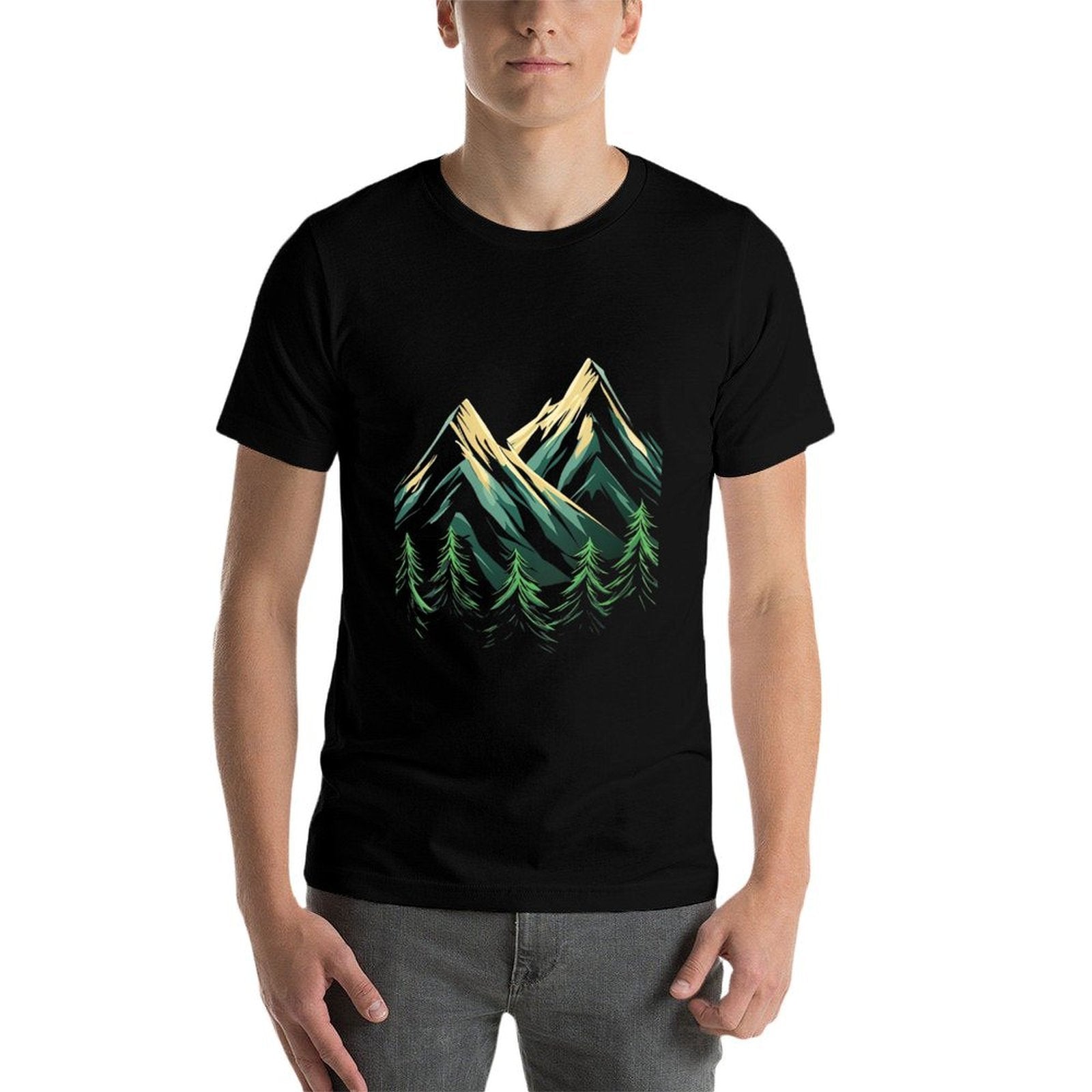 Womens Vector Mountain Landscape  Cotton T-Shirt