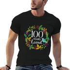 100 Years Loved Flower Women 100 Year Old 100th Birthday  Moisture-wicking T-Shirt