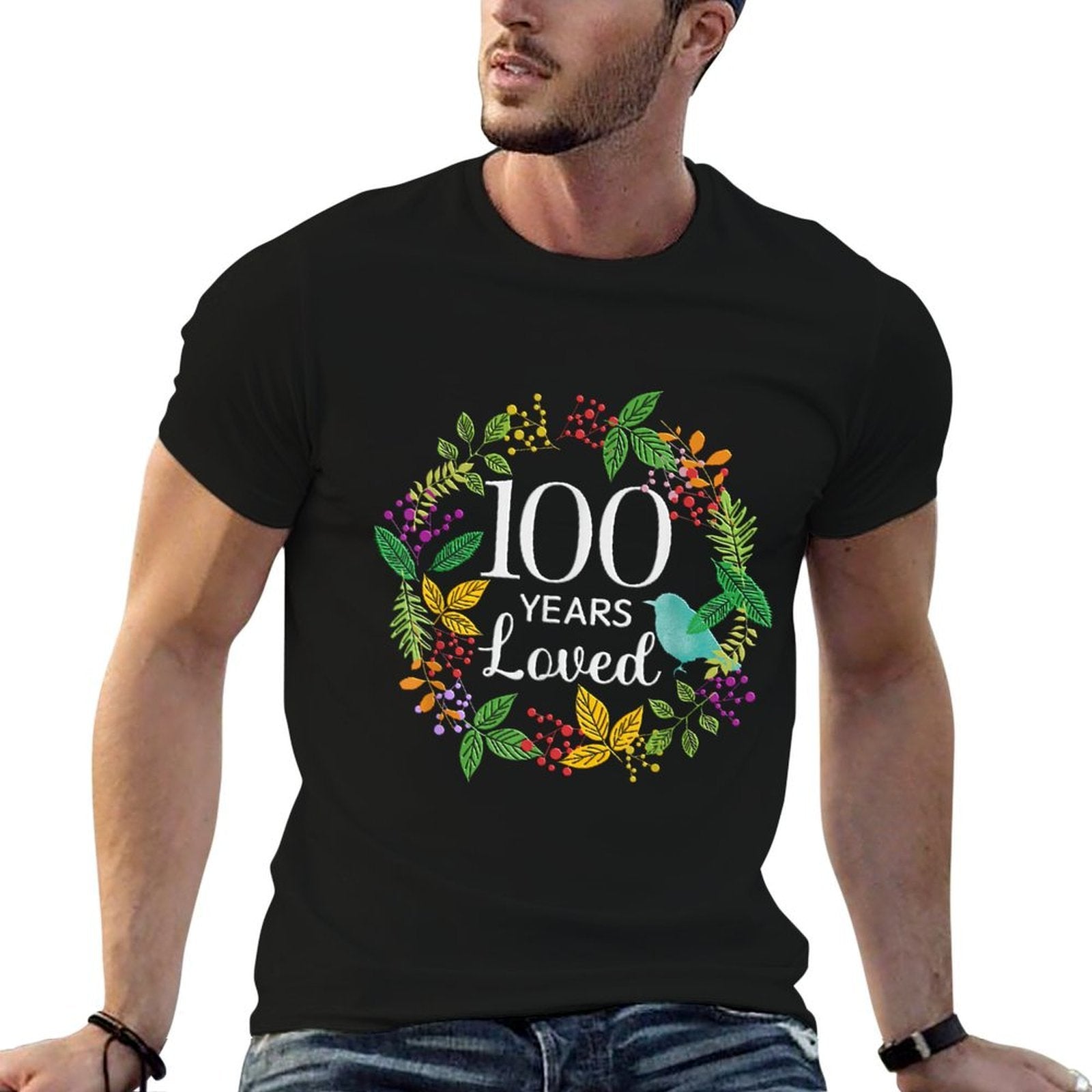 100 Years Loved Flower Women 100 Year Old 100th Birthday  Moisture-wicking T-Shirt