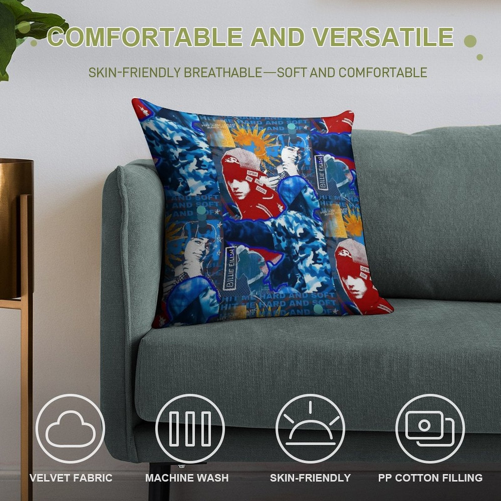 Billie Hit Me Hard And Soft Soft Multiple Sizes Throw Pillow