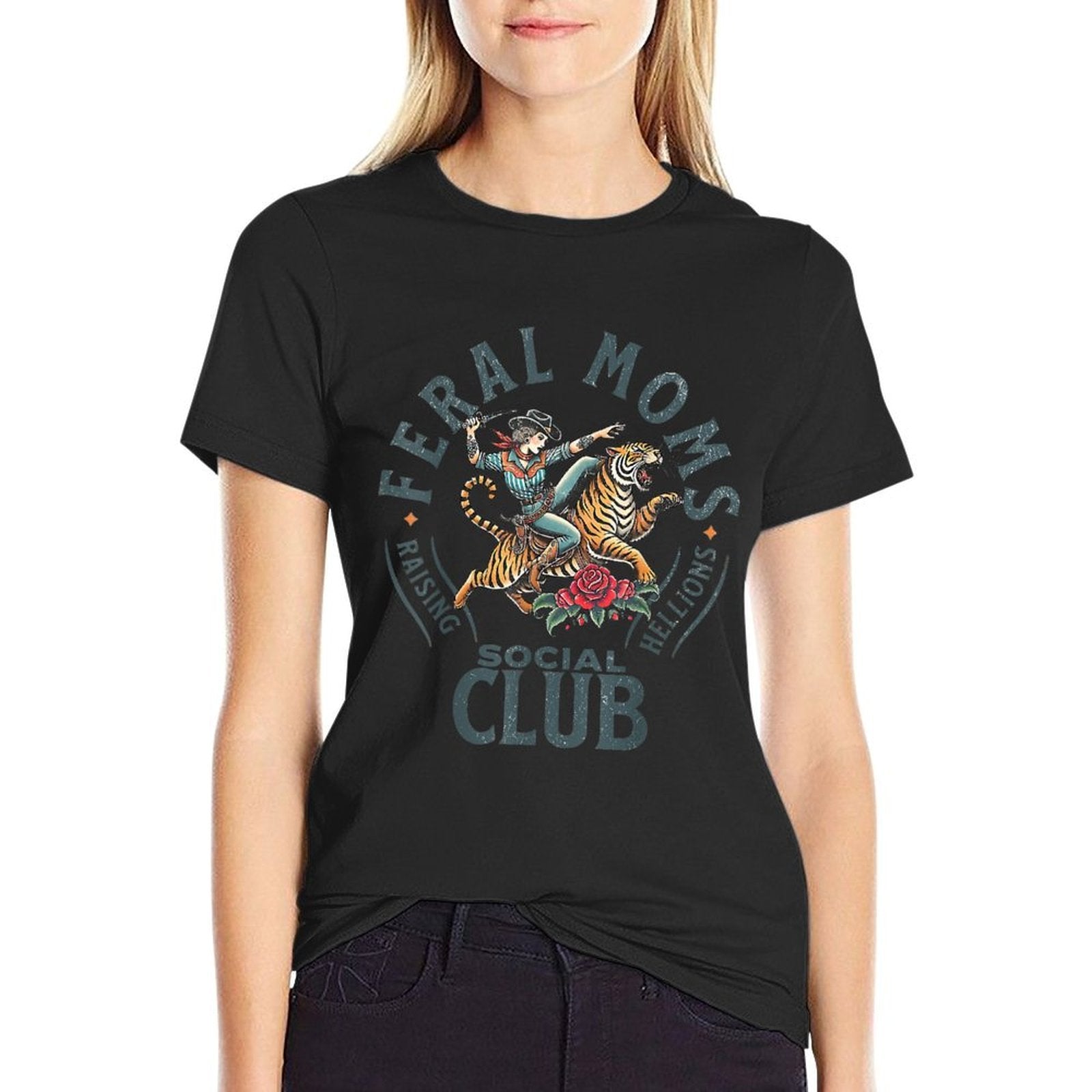 Feral Moms Social Club Trendy Mom Apparel  Vintage-inspired T-Shirt