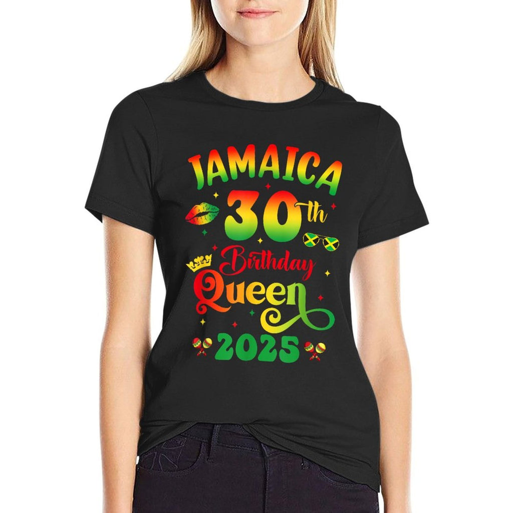 30Th Birthday Queen Jamaica Girl Matching Party 2025  Easy-care T-Shirt