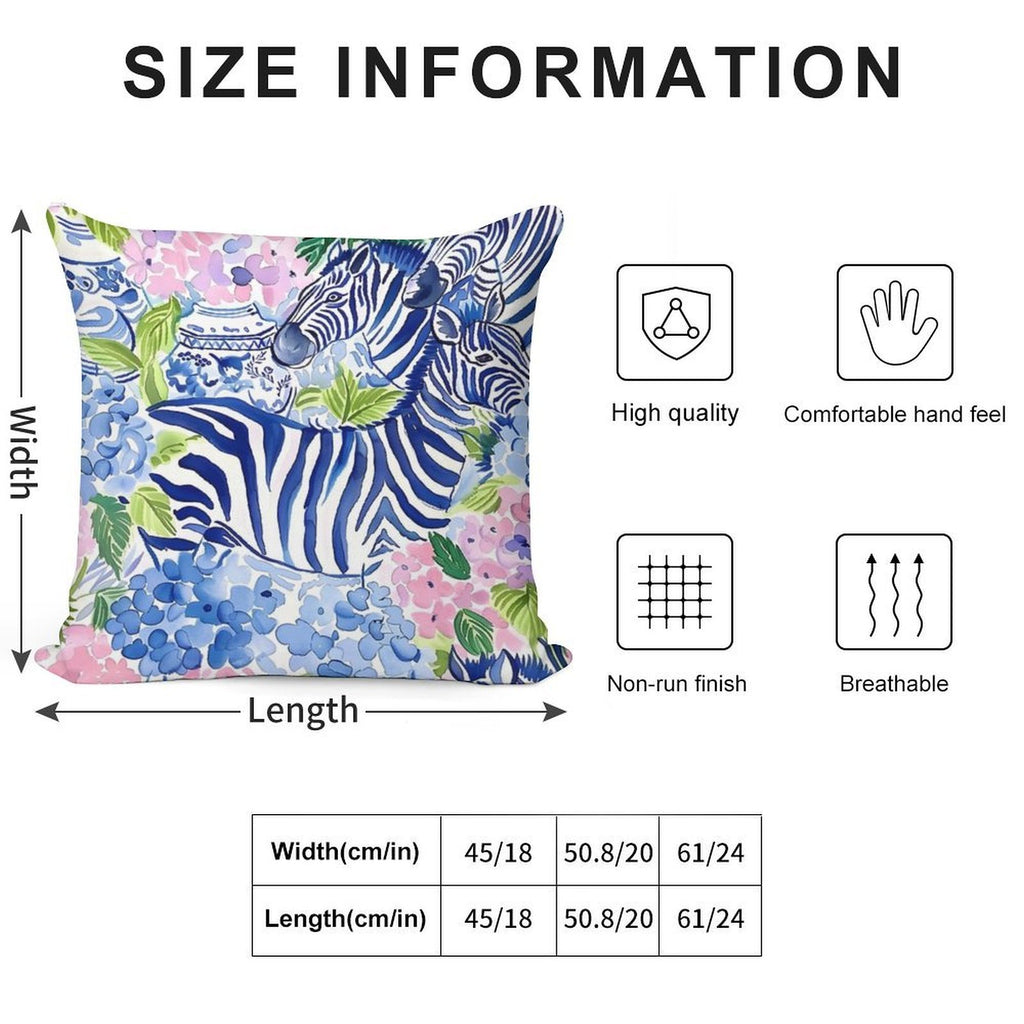 Hydrangea in Chinoiserie Jars And Blue Zebras Soft Ultra-Soft Texture Throw Pillow