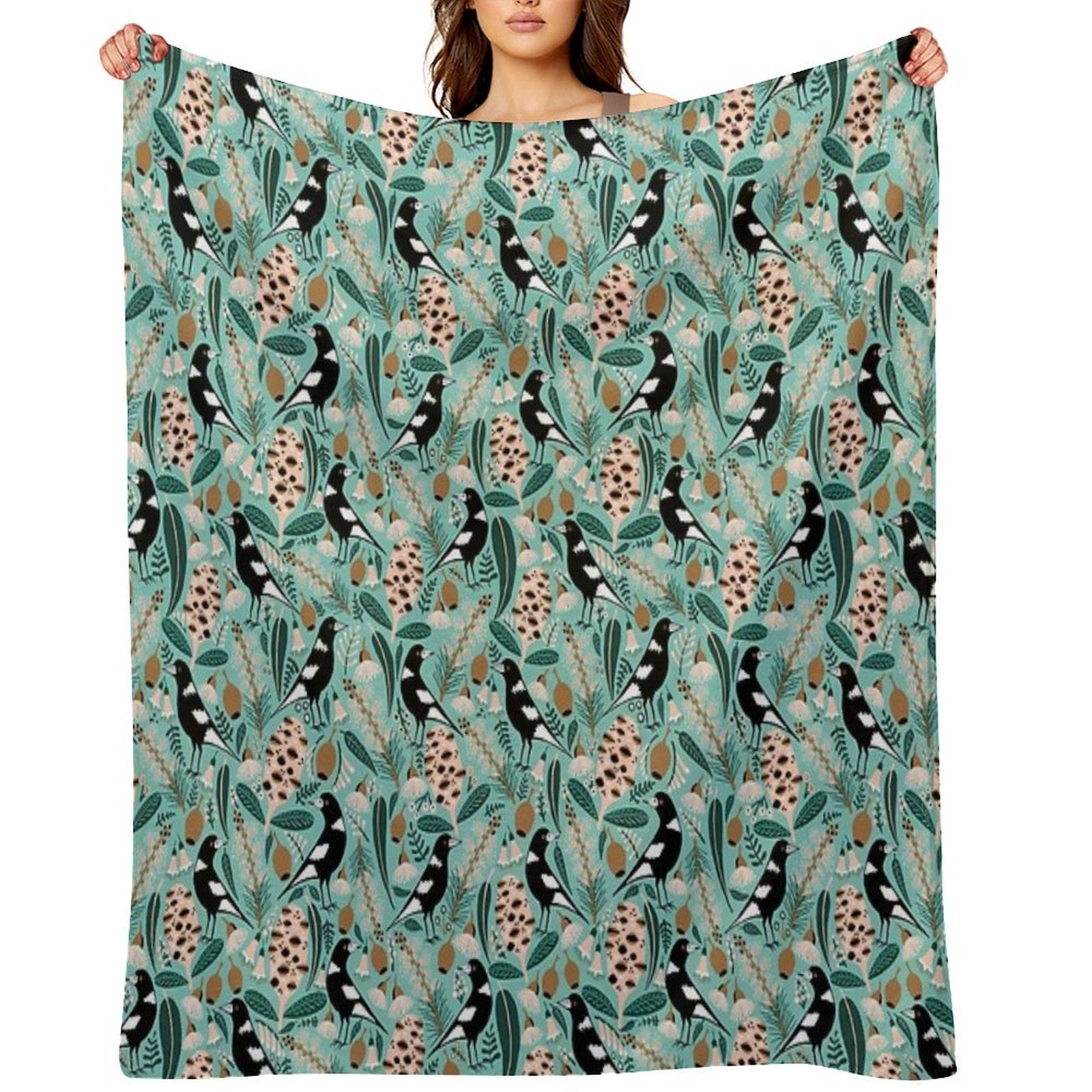 Australian Bush Magpies Wrinkle-free Throw Blanket