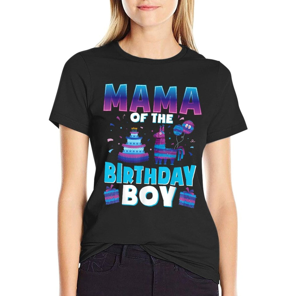 Mama Birthday Boy Llama Pinata Party Matching Family  Polyester Blend T-Shirt