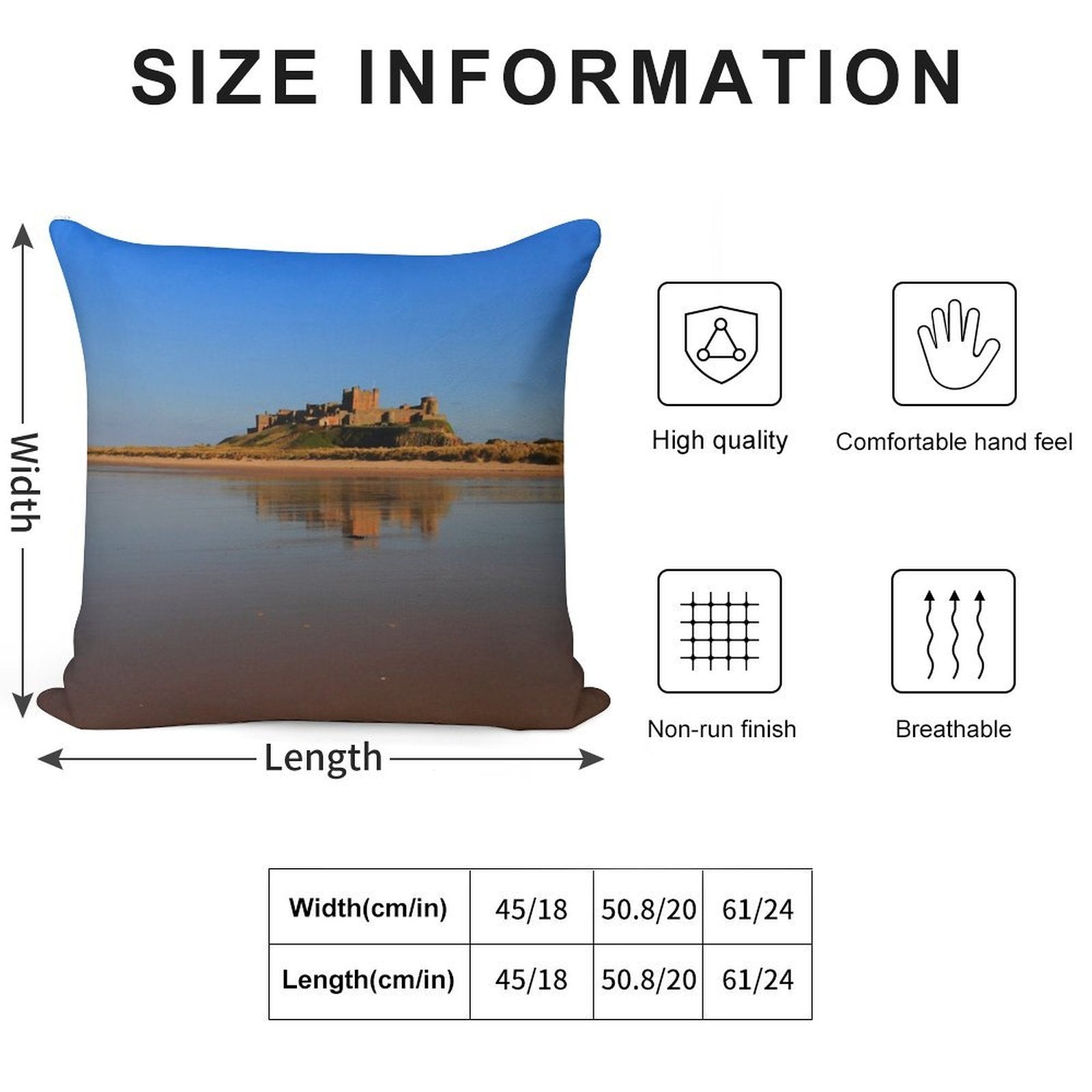 Bamburgh Castle Soft Skin-Friendly Throw Pillow
