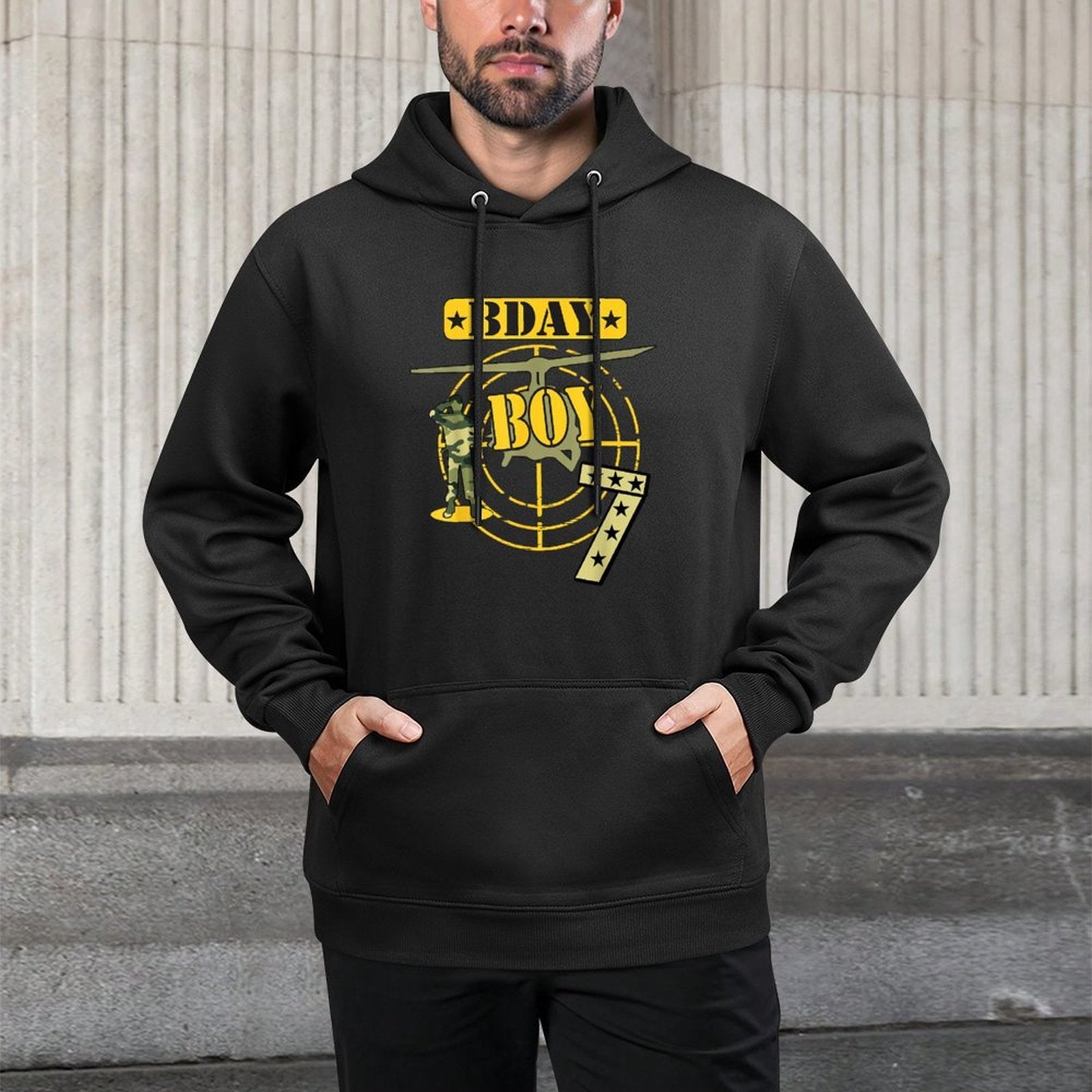 7th Birthday Boy Camouflage-Seven Years Old Army Kids- Shape Retention Hoodie