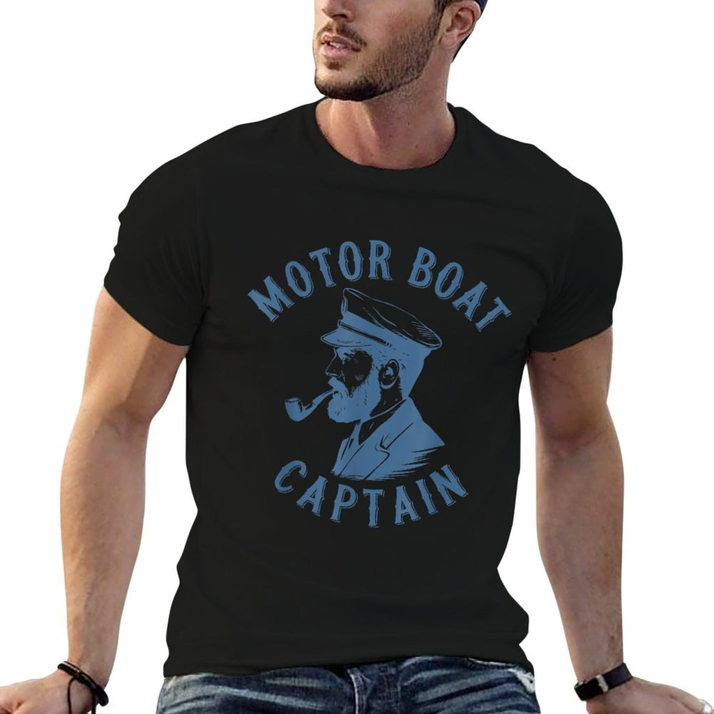 Funny Motor Boat Captain  Heathered Texture T-Shirt