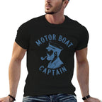 Funny Motor Boat Captain  Heathered Texture T-Shirt