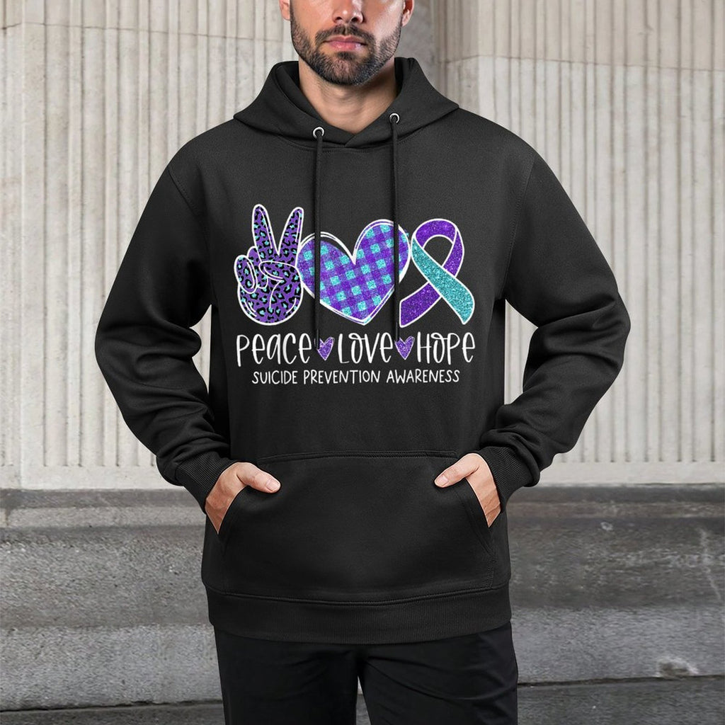 Suicide Prevention Awareness Leopard Heart Peace Love Hope Easy Care Hoodie