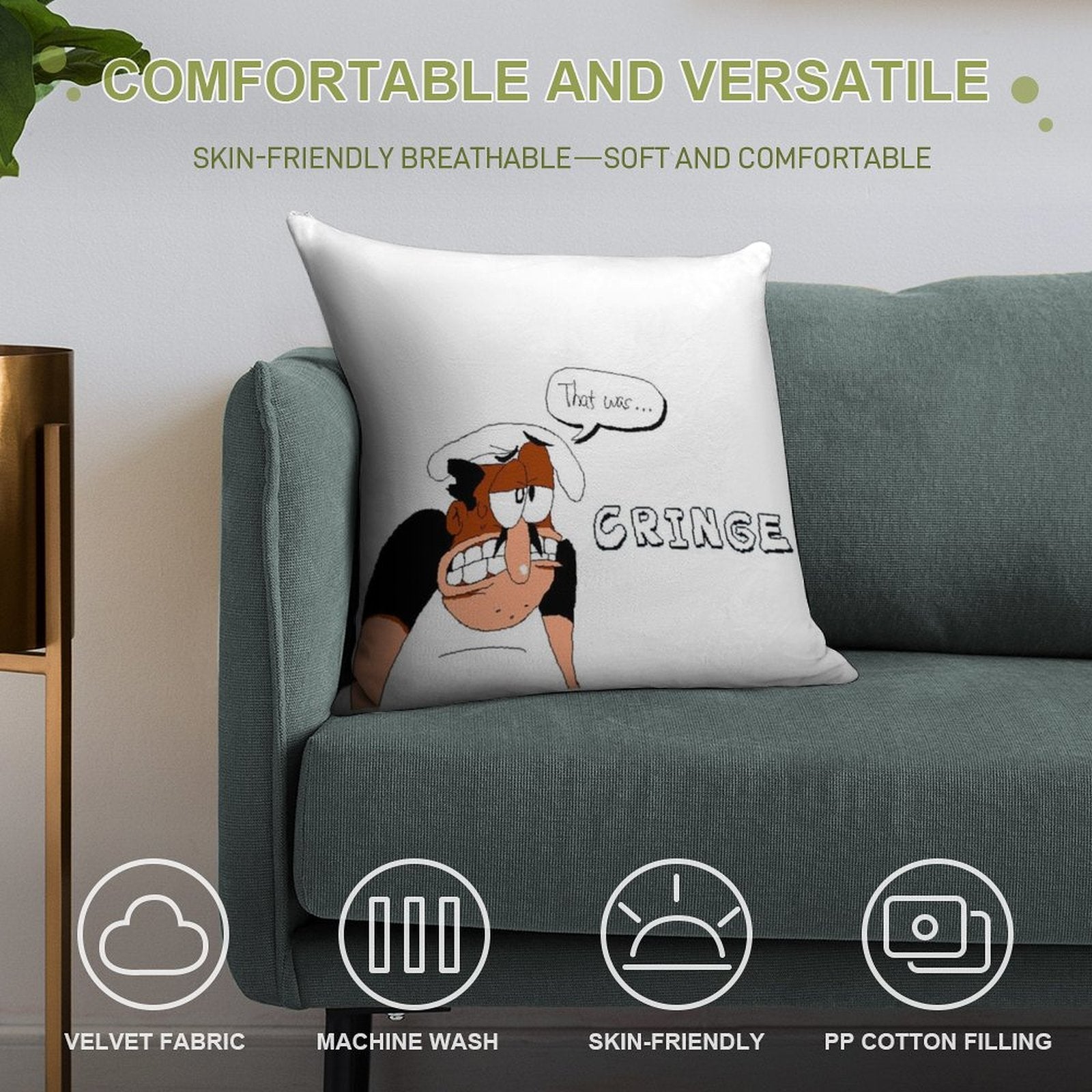 That Was Cringe  Pizza Tower Soft Home Decor Throw Pillow