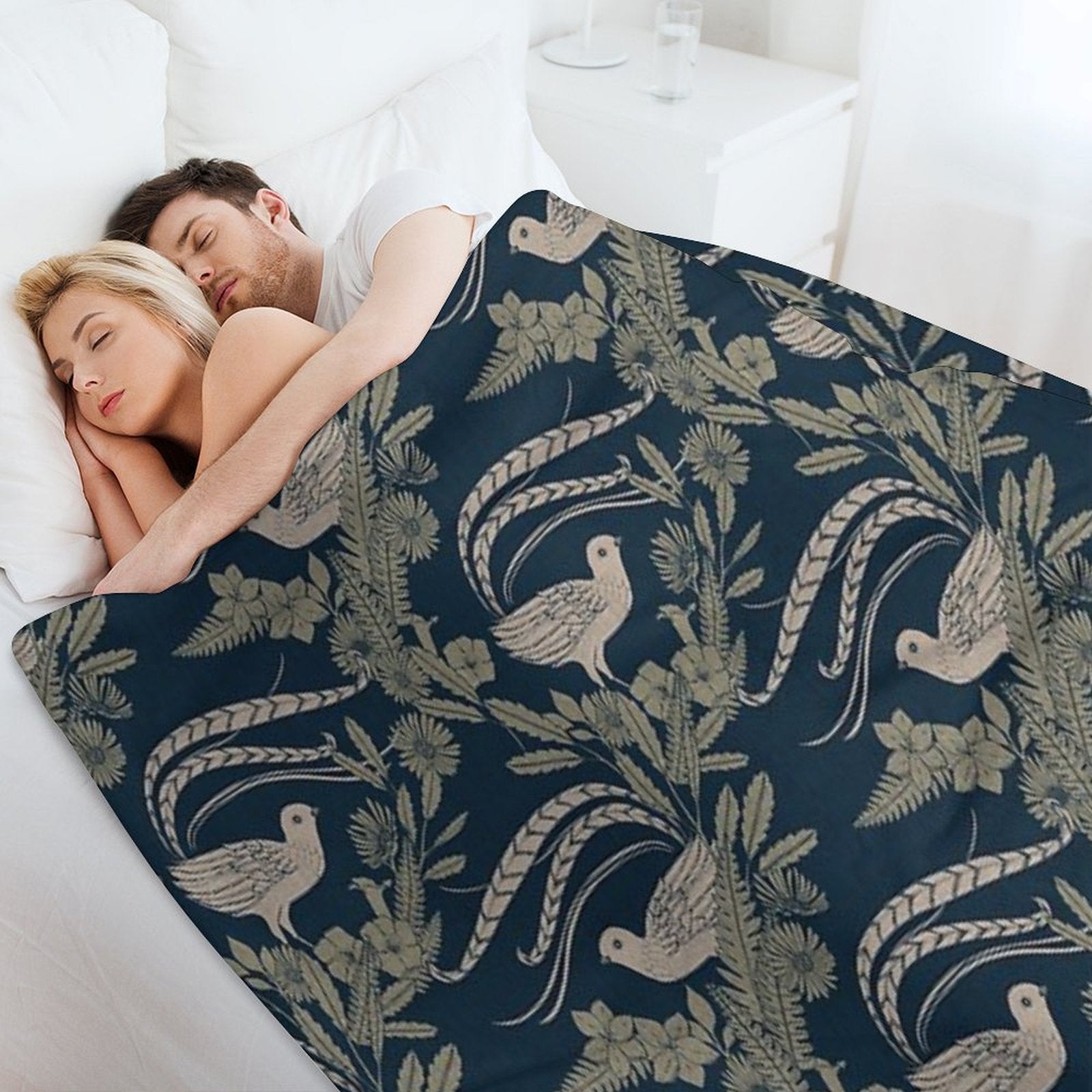 Lyrebird Garden Plush Throw Blanket