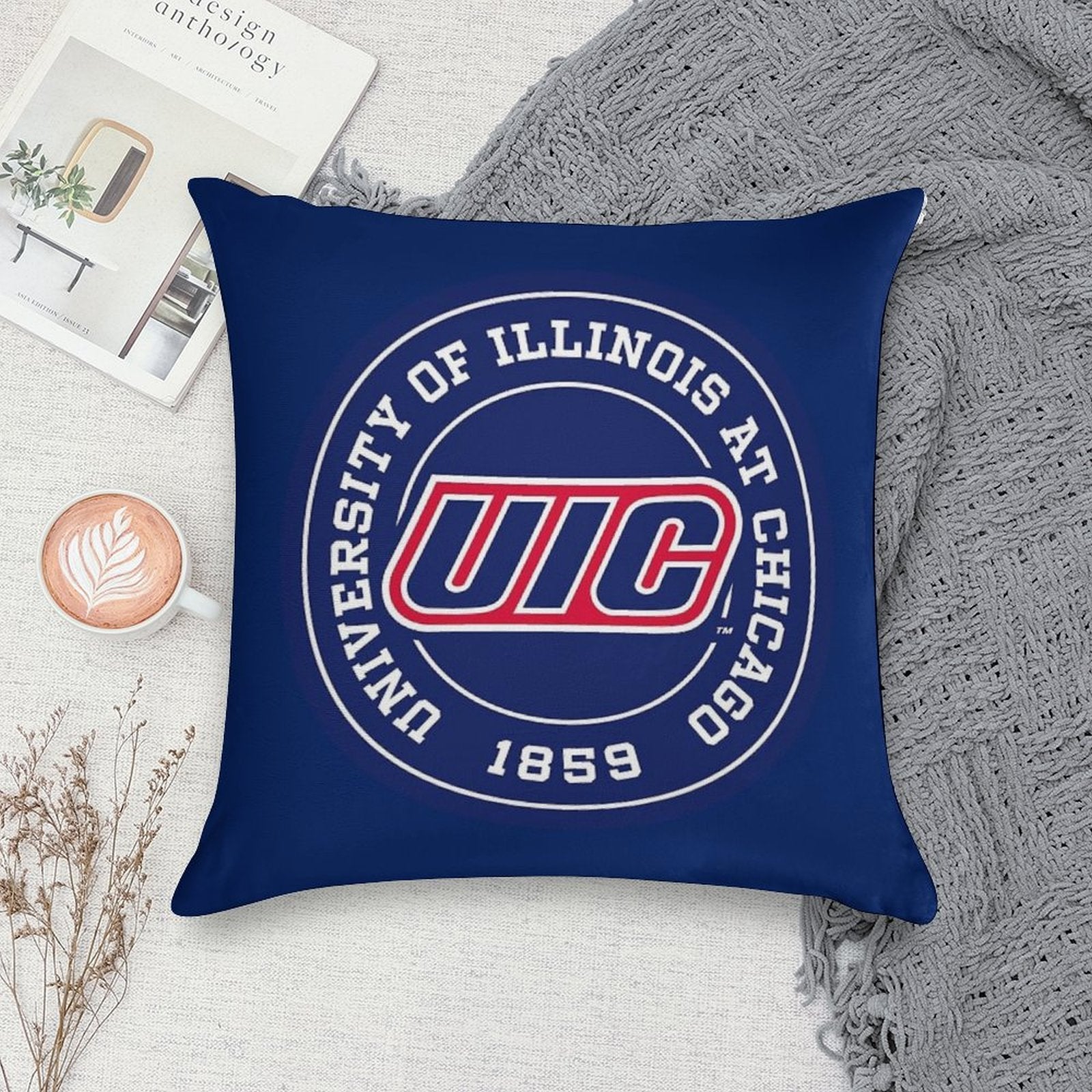 University of Illinois at Chicago - UIC Soft Bedroom Essential Throw Pillow