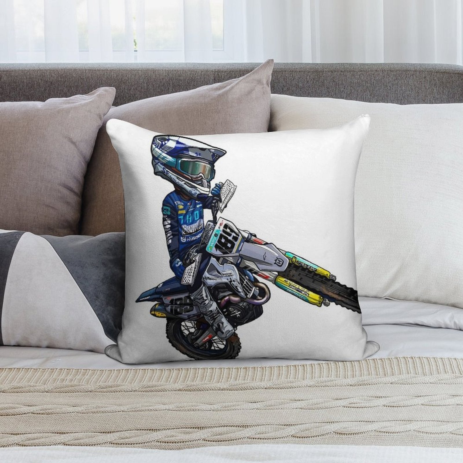 Dirt Bike Studios Collection 189 Soft Durable Construction Throw Pillow