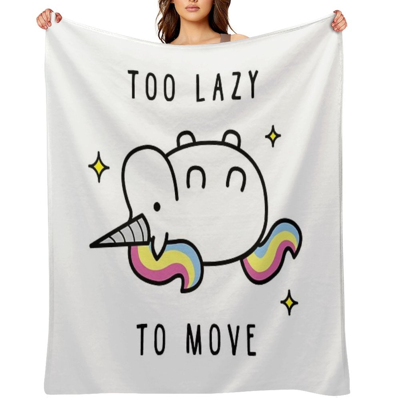 Too Lazy To Move Unicorn T-Shirt Versatility Throw Blanket