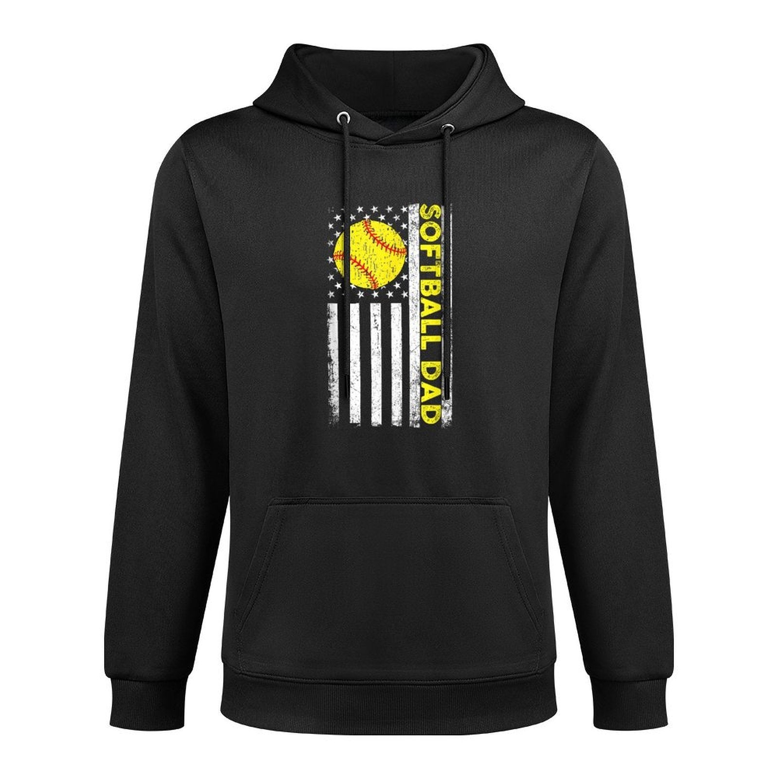 Softball Dad Distressed American Fathers Day Moisture-Wicking Hoodie