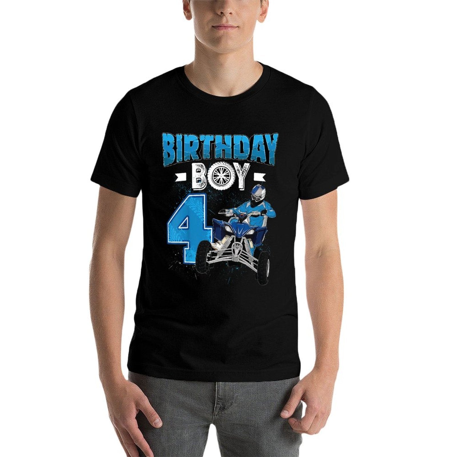 Kids 4 Year Old Quad ATV Four Wheeler 4th Birthday Boy  Summer-ready Fabric T-Shirt