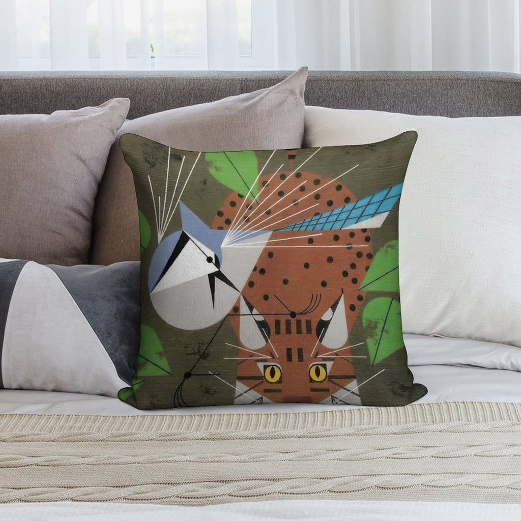 Charley Harper Style Soft Reinforced Edging Throw Pillow