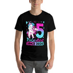 5 Year Old Unicorn Gifts For Girls 5th Birthday Girl Party  Rolled Sleeves T-Shirt