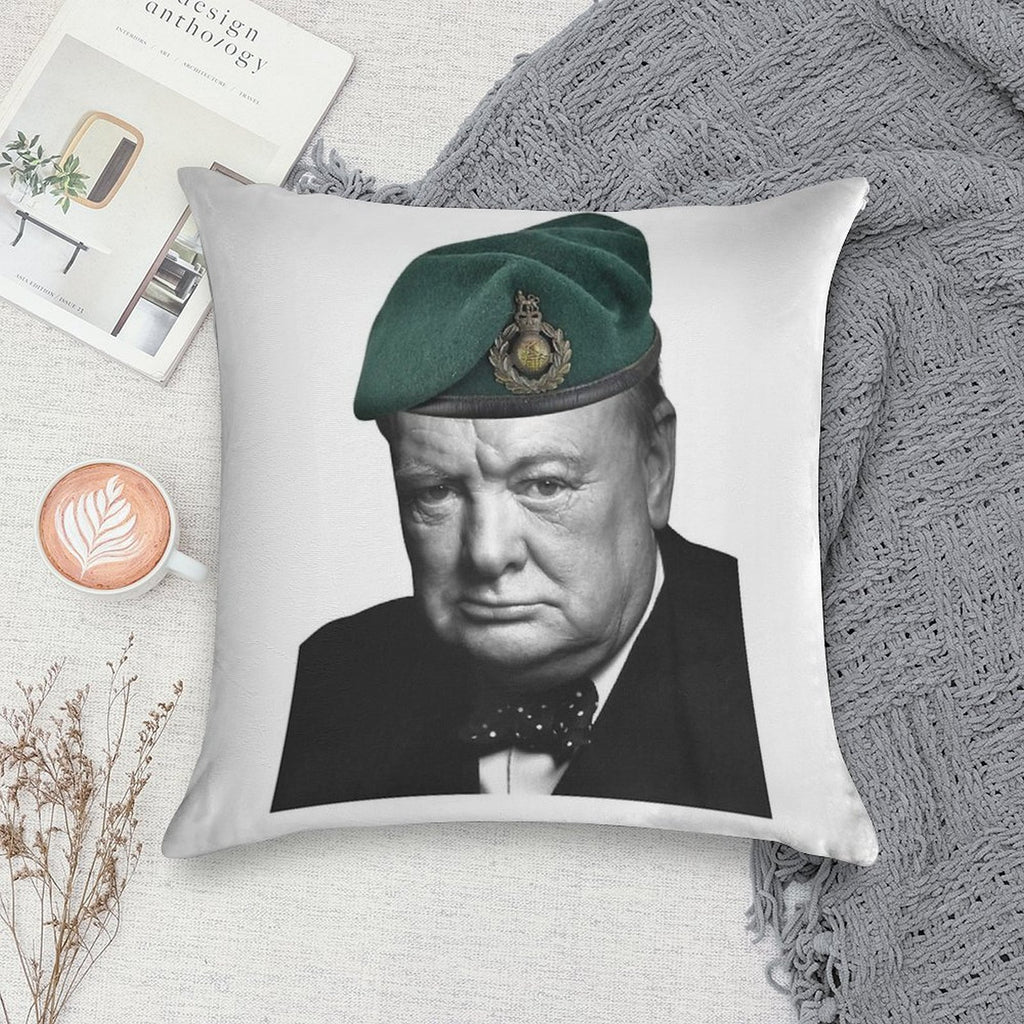 Winston Churchill WithGreen Lid Soft Washable Throw Pillow