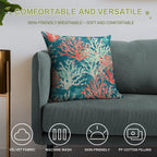 Teal Coral Reef Pattern Soft Multiple Sizes Throw Pillow