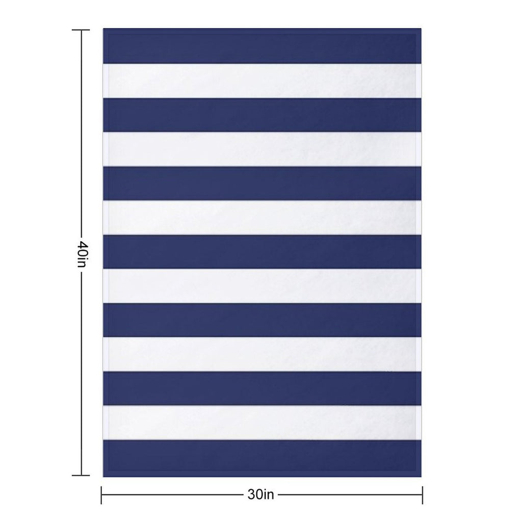 Navy Blue And White Stripes Machine-washable Throw Blanket