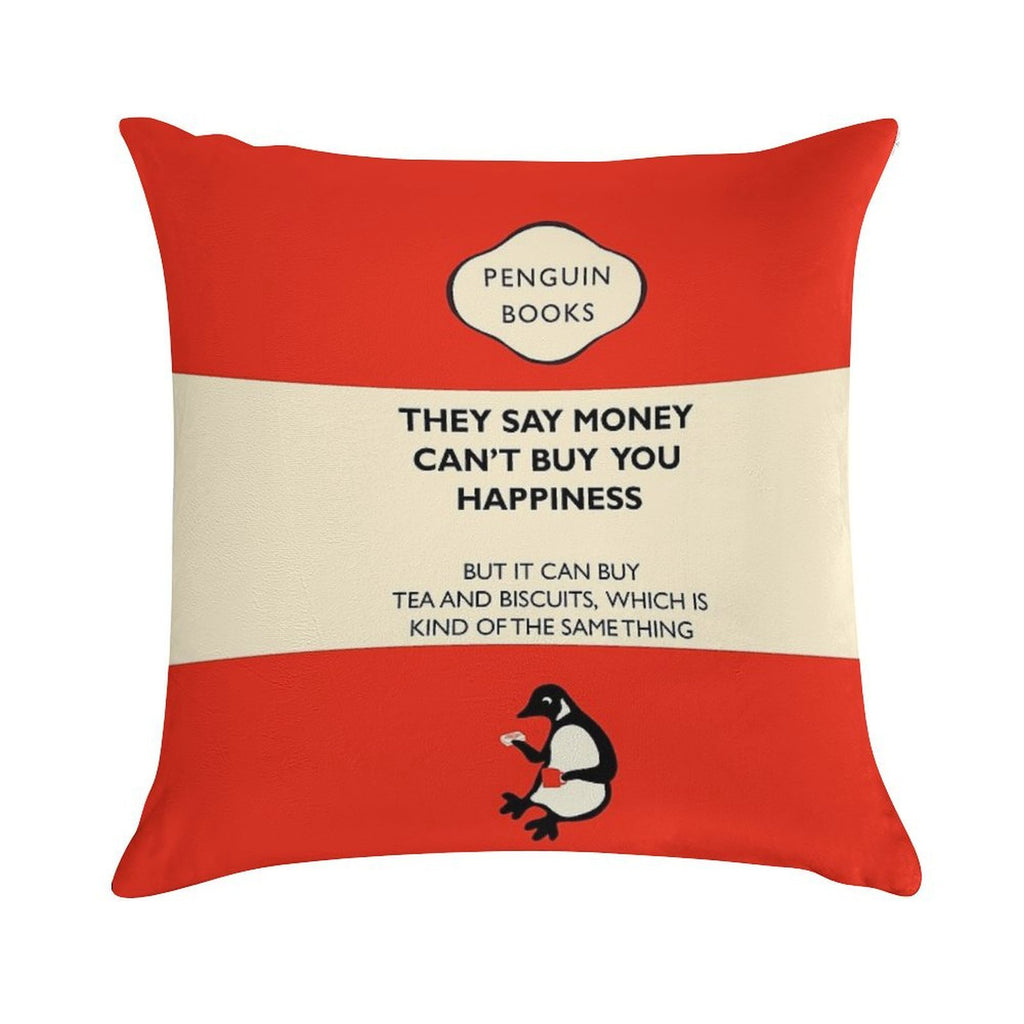 Tea And Biscuits Parody Penguin Book Cover Soft Bedroom Essential Throw Pillow