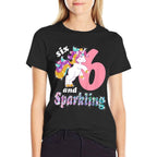 Kids 6 & Sparkling Unicorn Birthday 6 Years Old for Girls  Versatile T-Shirt