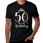 50 It's My Birthday Hearts Crown 50th Birthday Gifts For Her  Polyester Blend T-Shirt