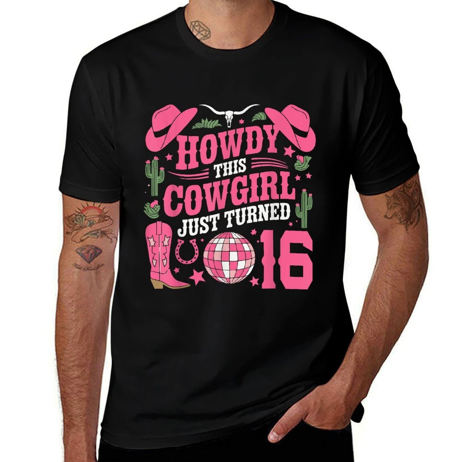 16Years Old Birthday Cowgirl Western 16yr Girl 16th Birthday  Wrinkle-resistant T-Shirt