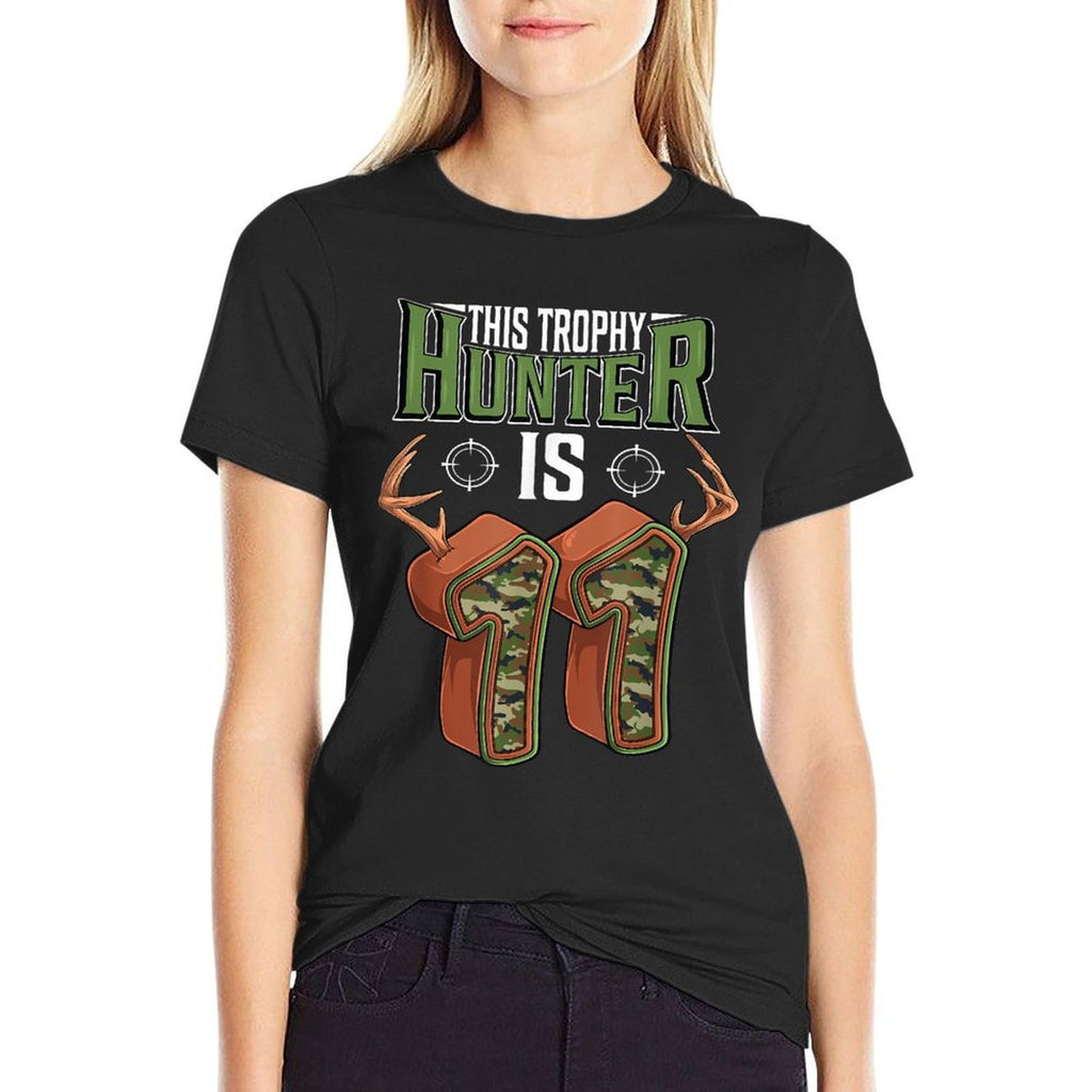 11 Year Old Hunting 11th Birthday Party Deer Hunter  Moisture-wicking T-Shirt