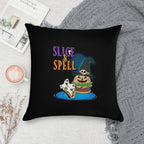 Slice And Spell Halloween Burger Pizza Shirt Soft Fade-Resistant Throw Pillow