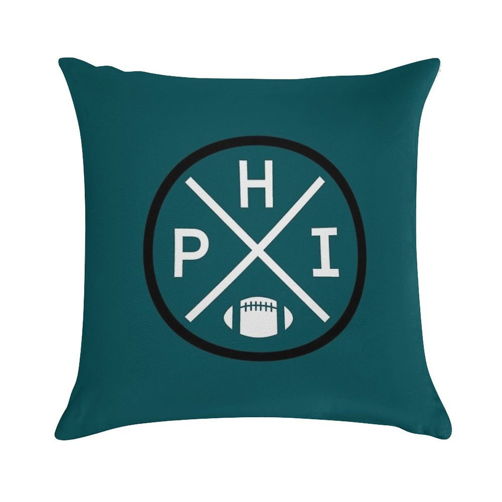 Retro Philadelphia Football Emblem Vintage PHI Soft Washable Throw Pillow