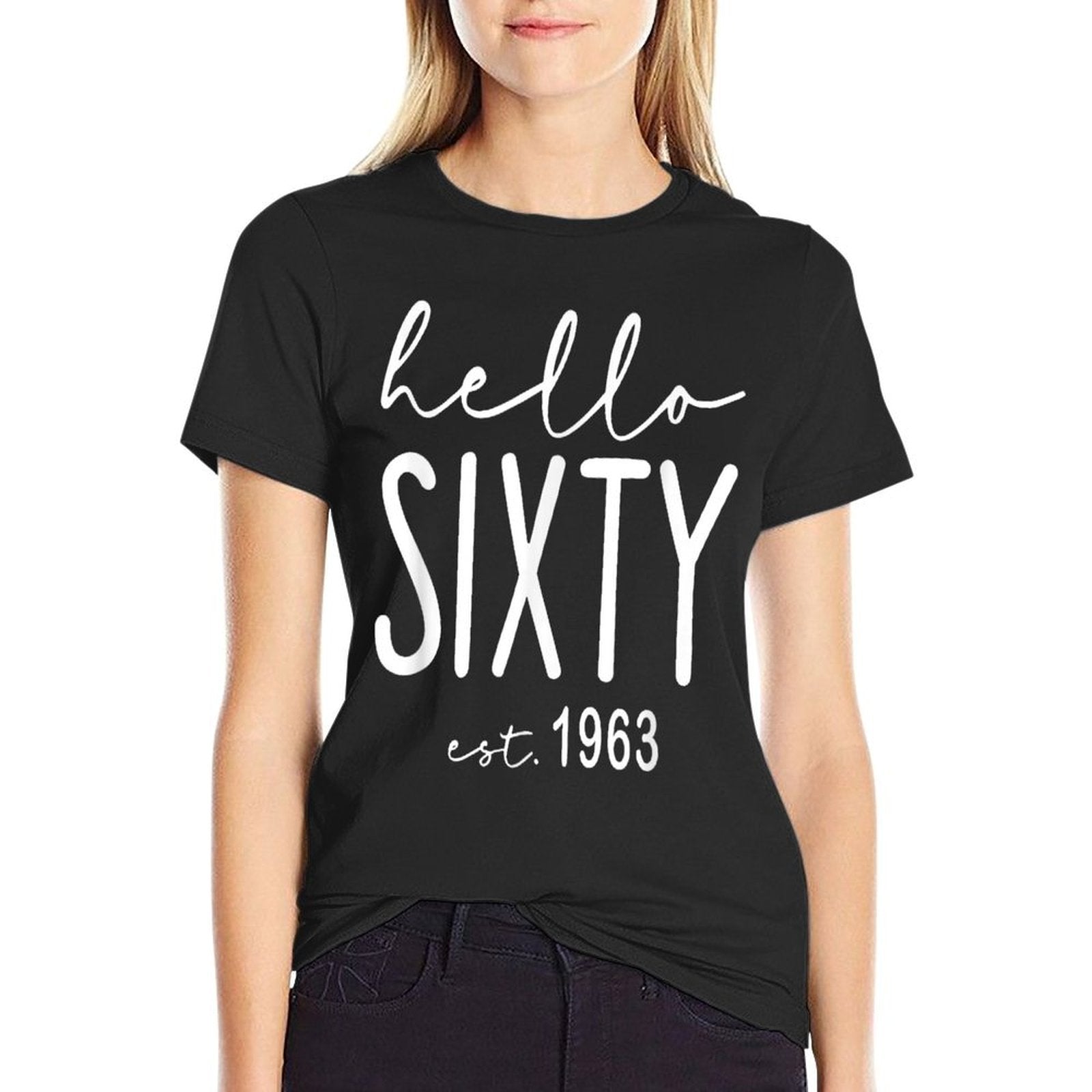 Hello Sixty Est 1963, Hello 60 Heart, 60th Birthday  Slim-fit Cut T-Shirt
