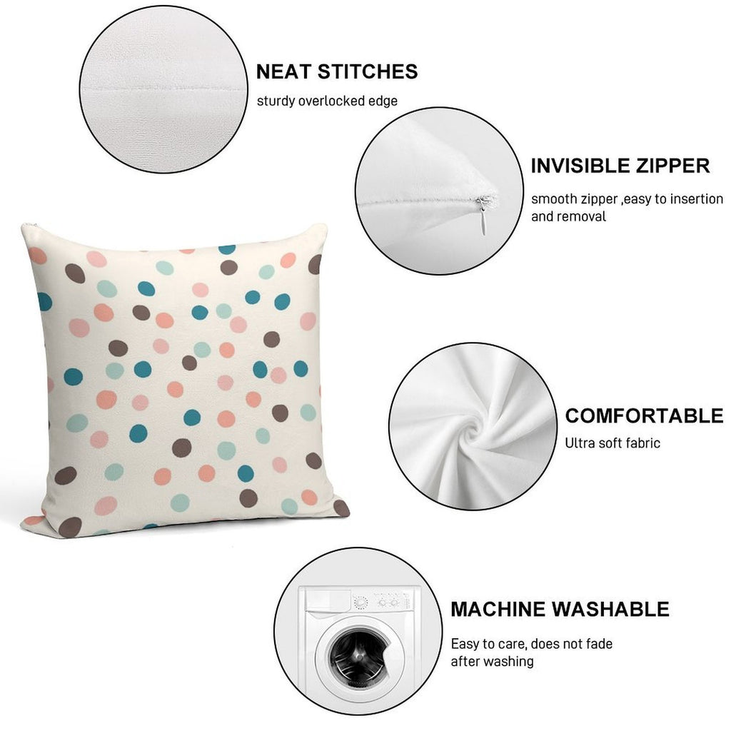 Pretty Confetti Polka Dot Pattern Soft Durable Construction Throw Pillow