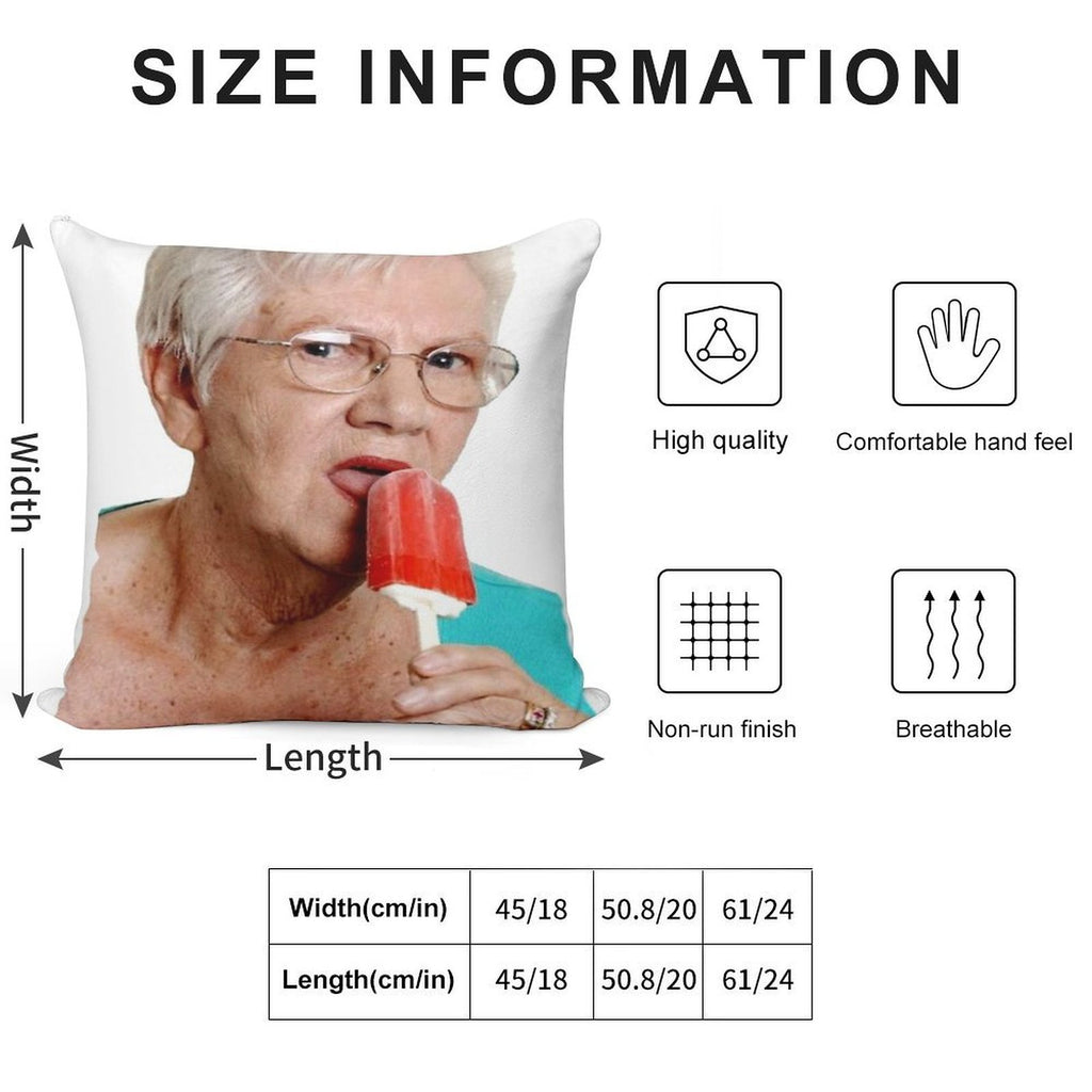Granny Ice Lolly Soft Hidden Zipper Throw Pillow