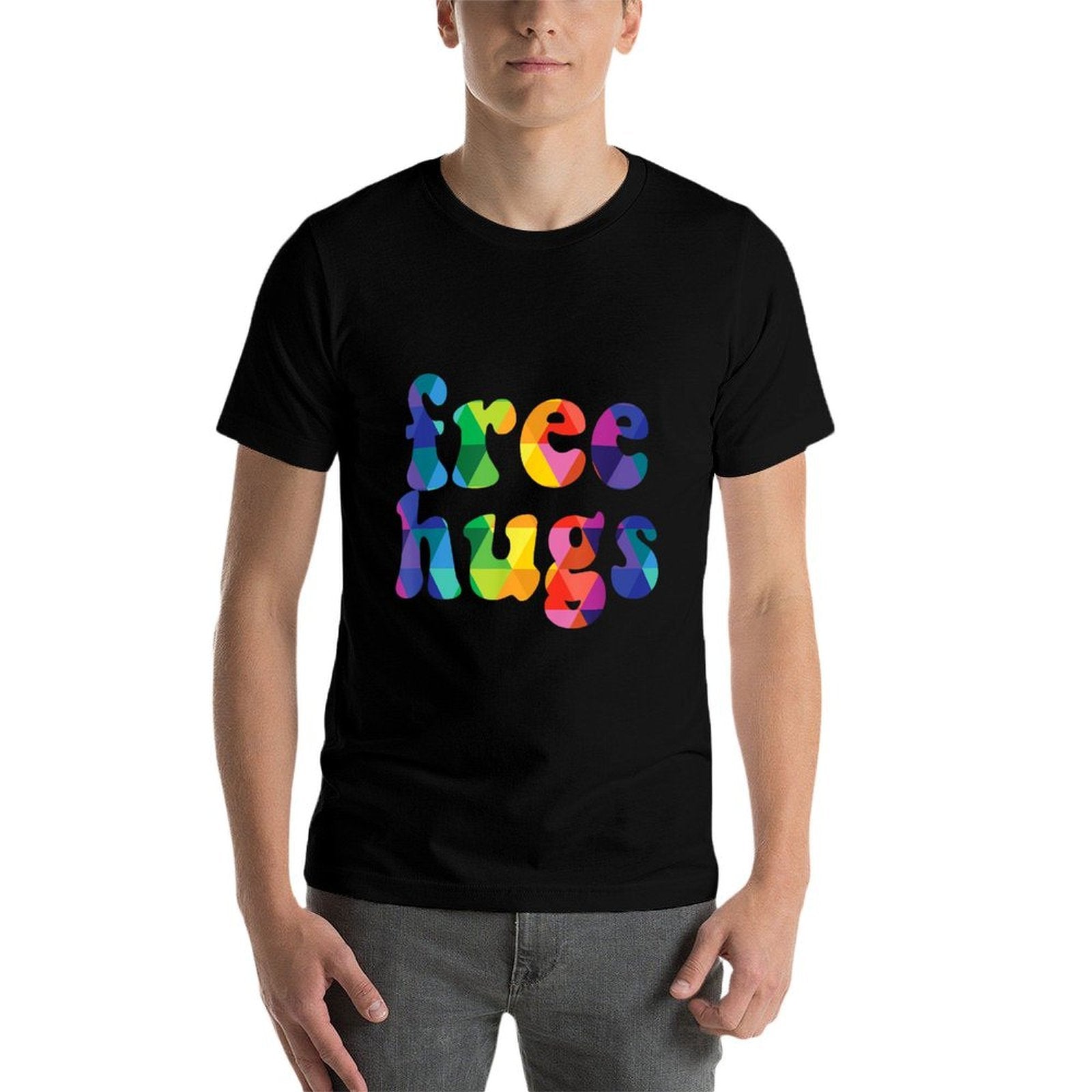 Colorful Free Hugs Tshirt Gift for Her Or Him - Rainbow Gift  Slim-fit Cut T-Shirt